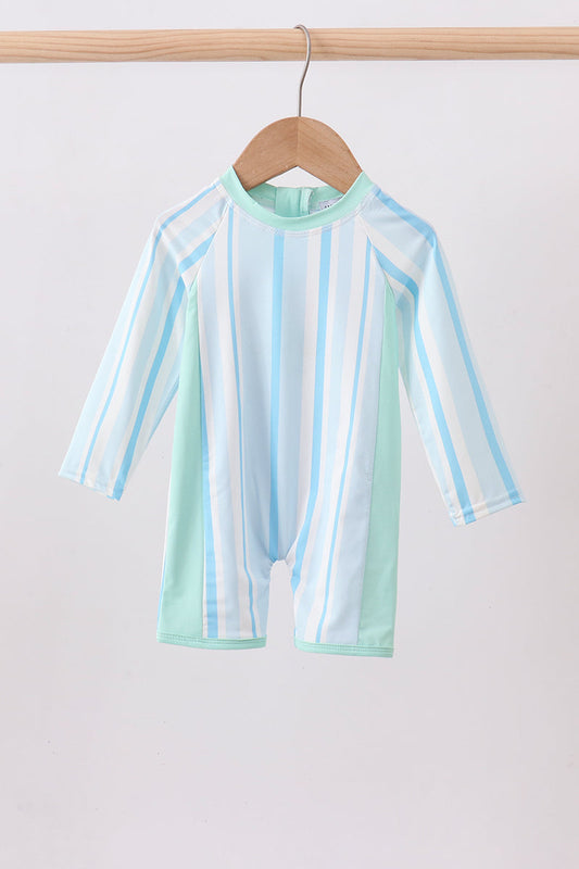 Blue stripe one-piece swimsuit