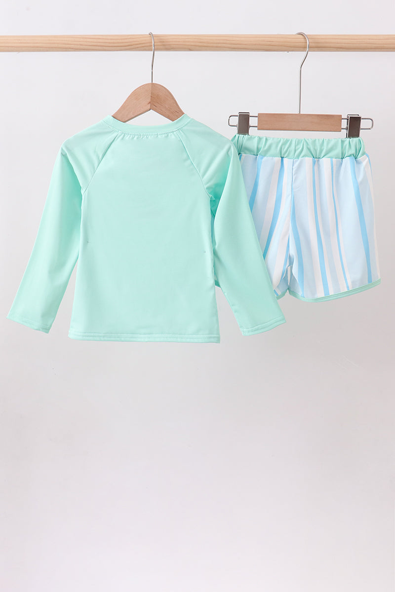 Blue stripe 2pc swimsuit