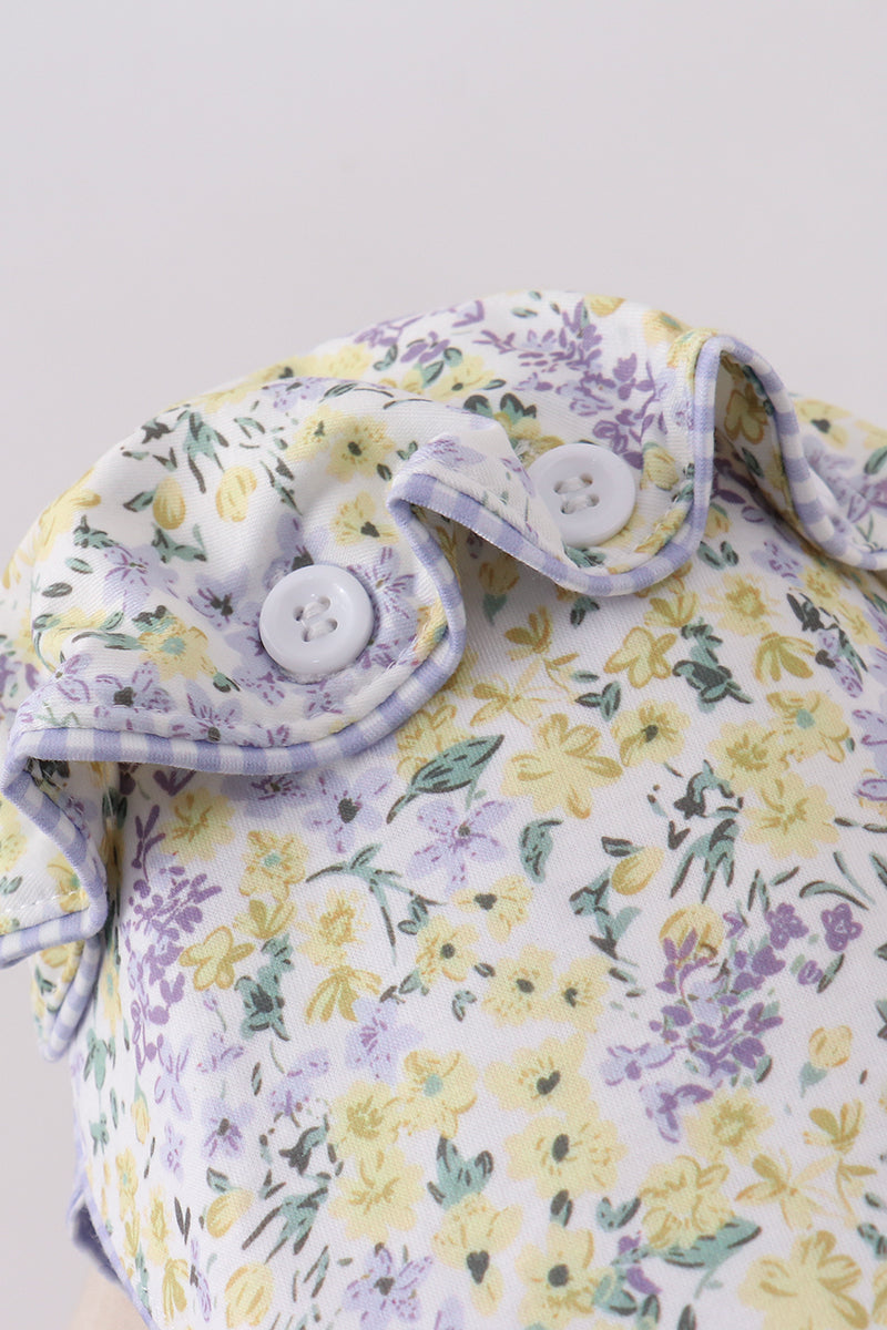 Golden meadow floral  ruffle bow bonnet