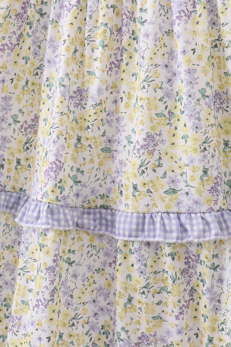 Golden meadow floral smocked tiered dress (length 41.33inch)