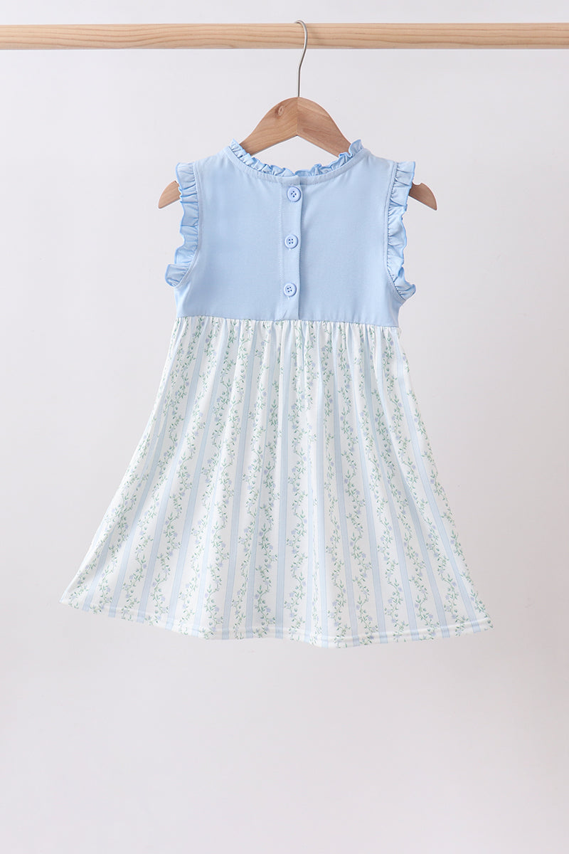 Blue character applique ruffle dress