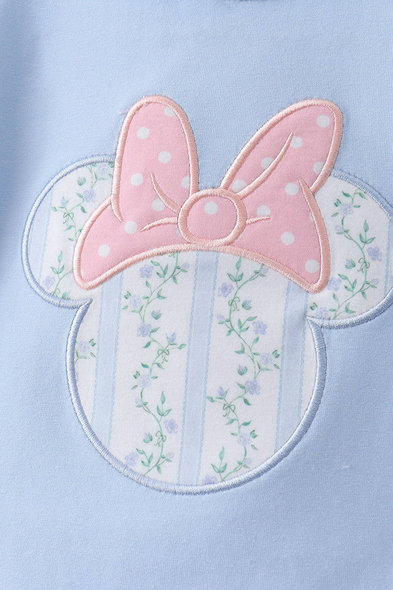 Blue character applique ruffle dress