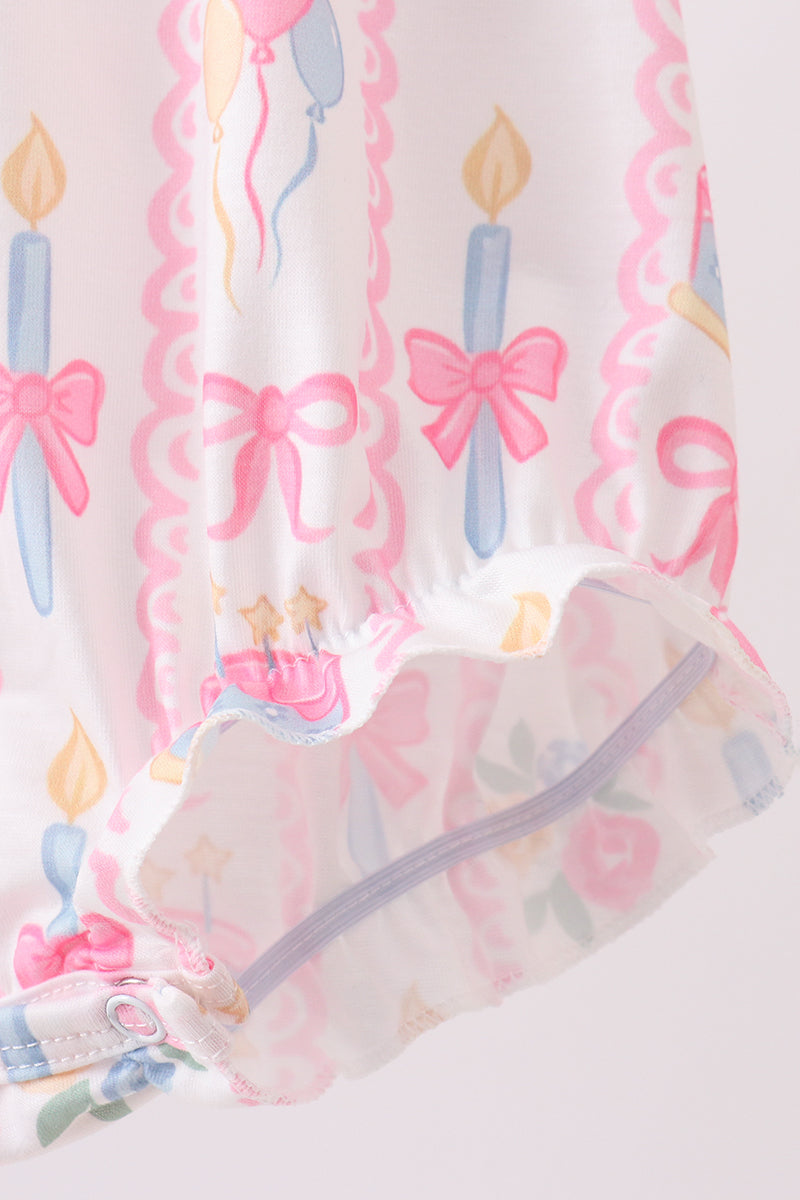 Pink birthday cake smocked bubble