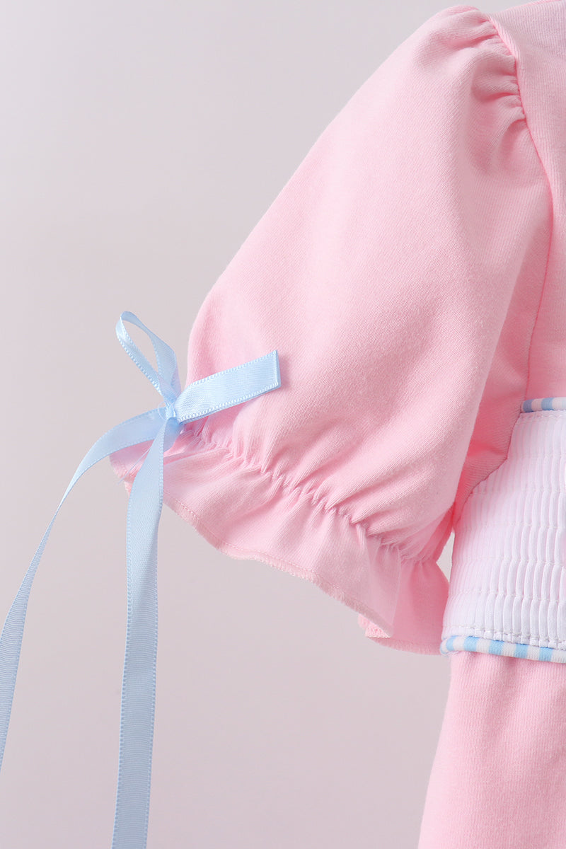 Pink carousel smocked ruffle skorts set