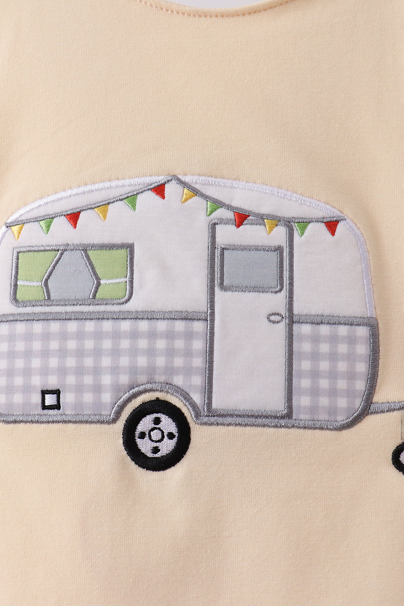 Khaki camper applique bow bloomer set