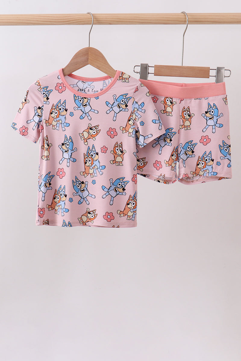 Pink character bamboo 2pc pajama set