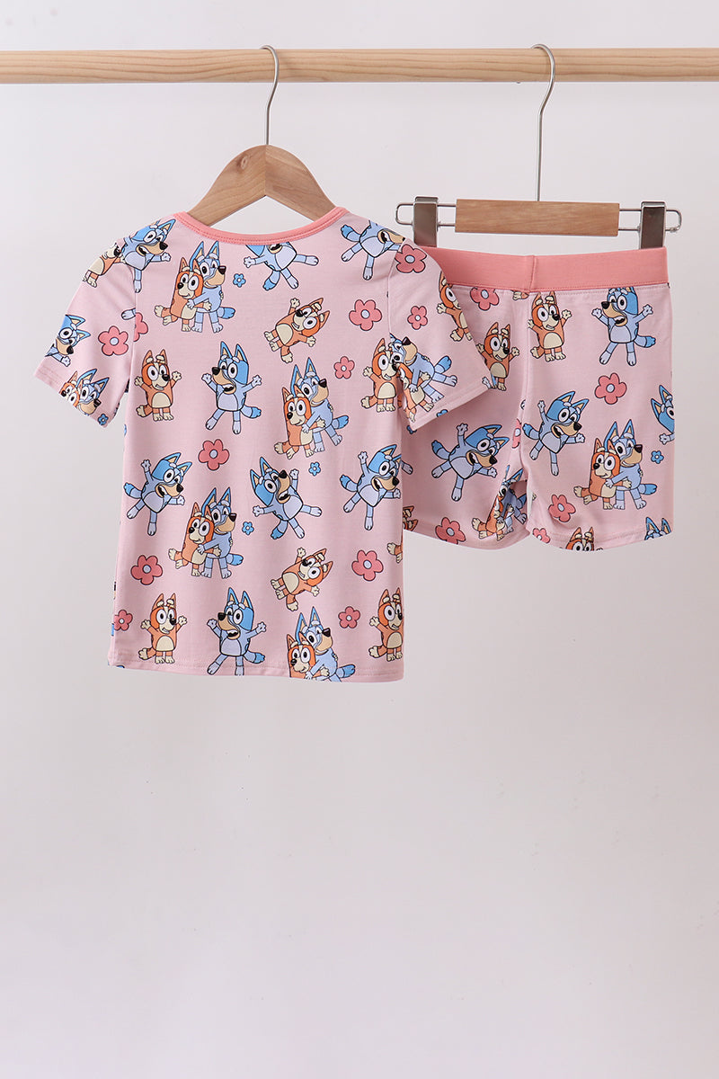 Pink character bamboo 2pc pajama set