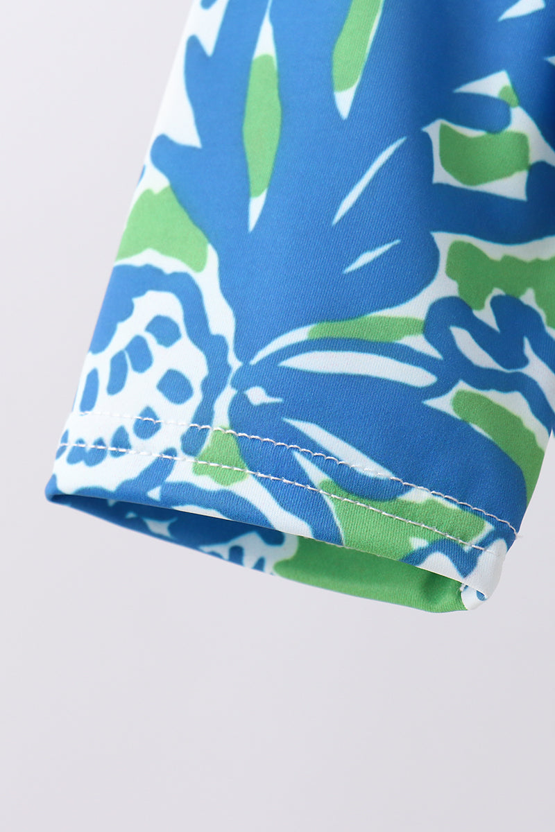 Ocean garden splash ruffle rashguard set