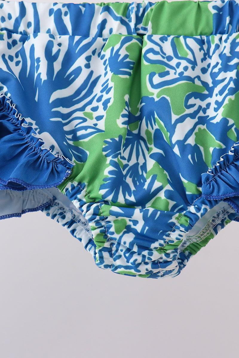Ocean garden splash ruffle rashguard set