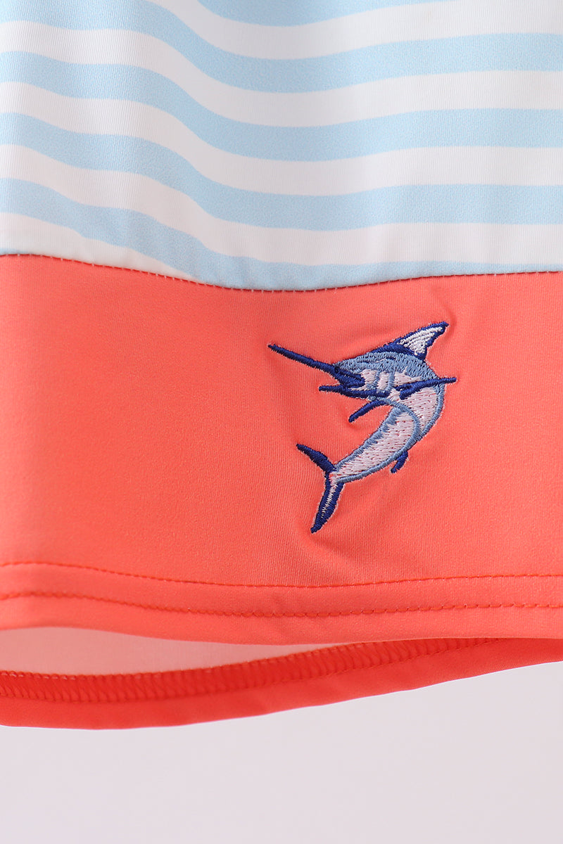 Tuna embroidery swim trunks