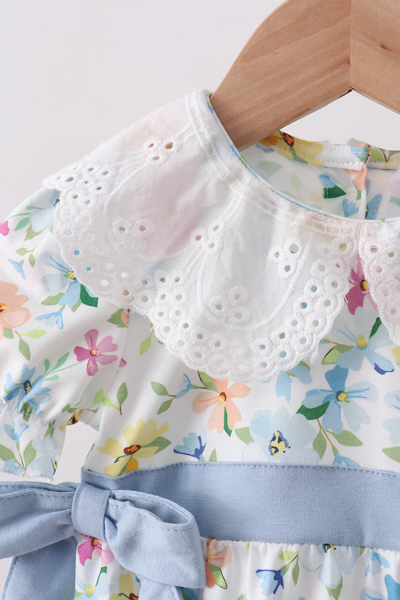 Blue Floral Lace Bubble
