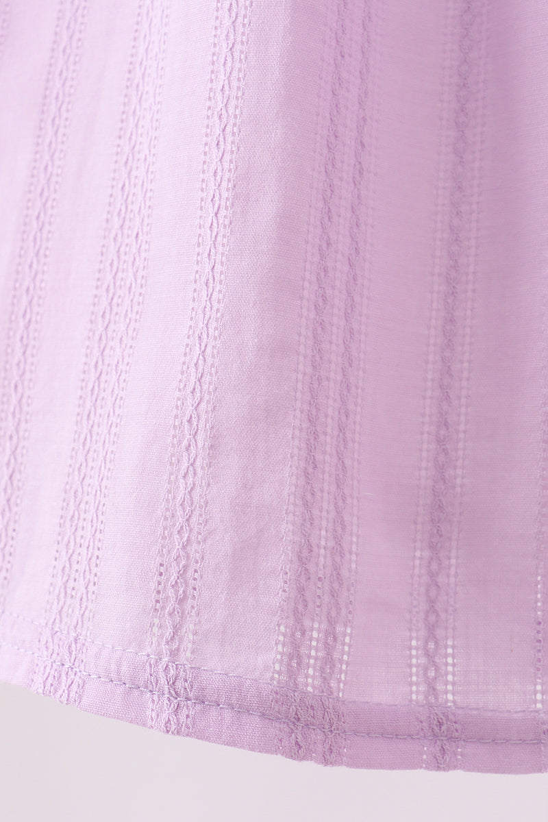 Lavender Smocked Embroidered Bow Jacquard Dress
