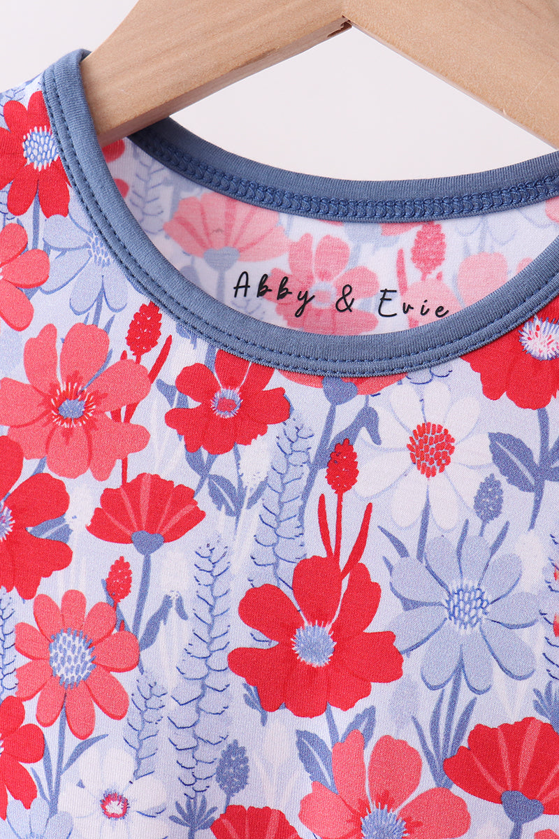 Blue Floral Bamboo Set
