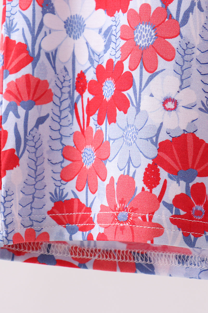 Blue Floral Bamboo Set