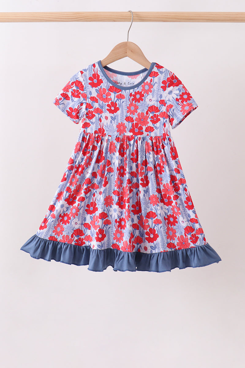 Blue Floral Bamboo Dress