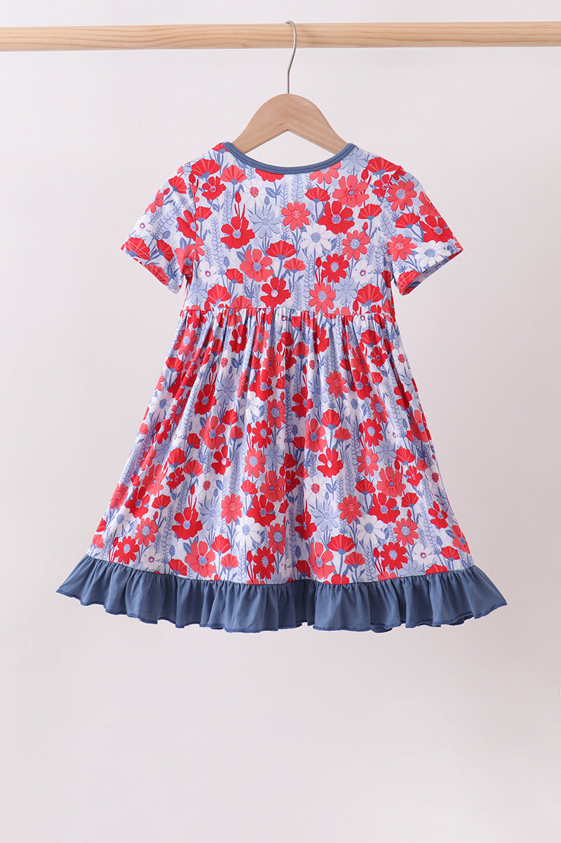 Blue Floral Bamboo Dress