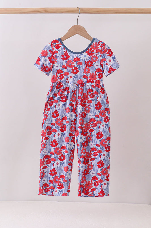 Blue Floral Bamboo Jumpsuit