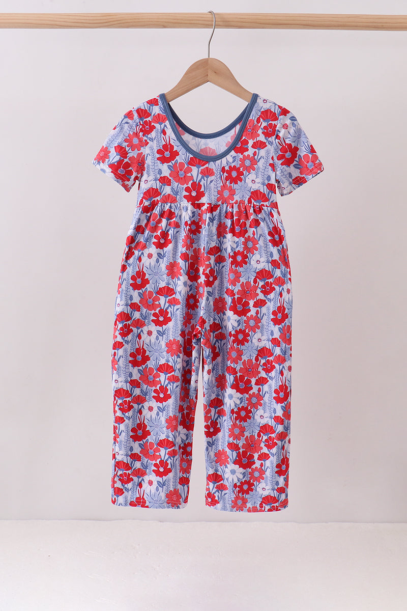 Blue Floral Bamboo Jumpsuit