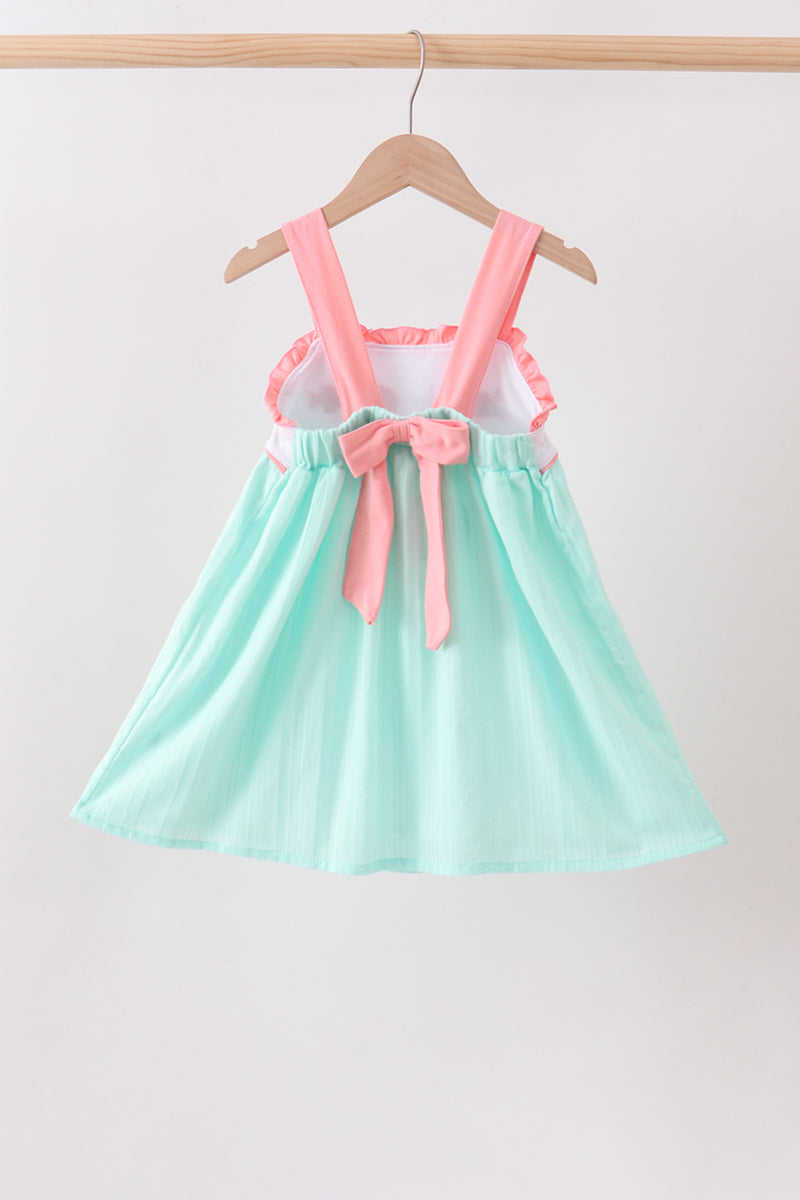 Green Marine Embroidered Jacquard Dress
