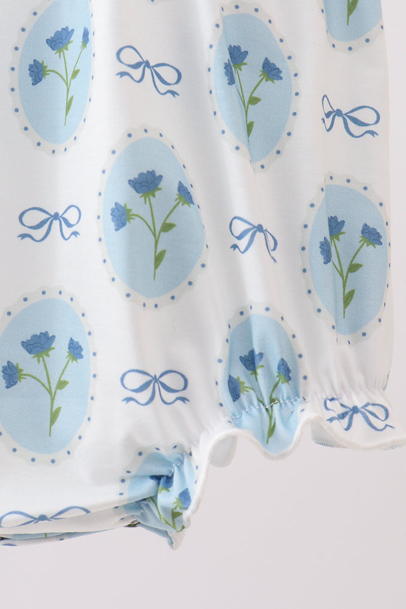 Blue Retro Floral Bubble