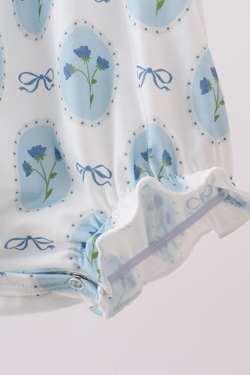 Blue Retro Floral Bubble