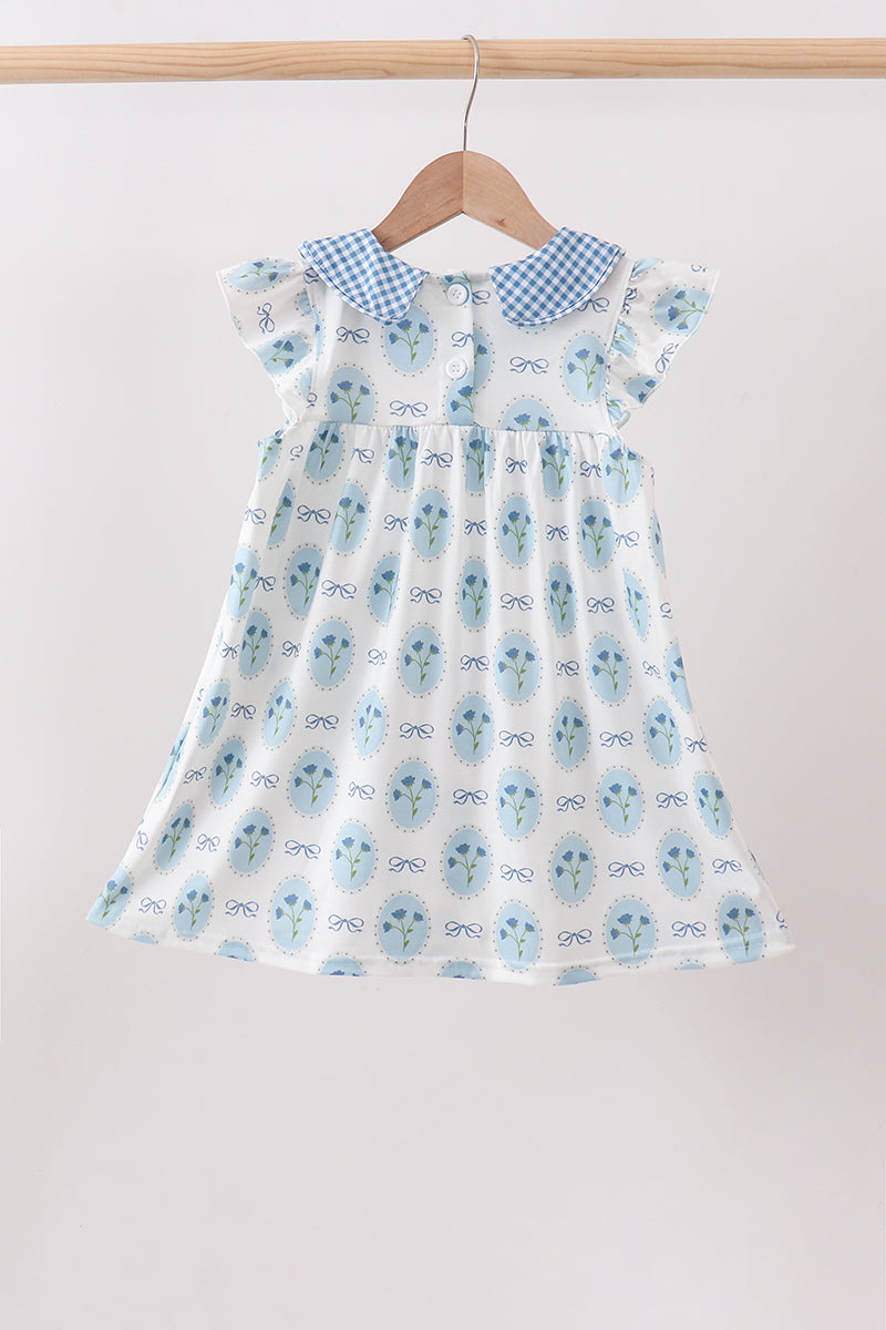 Blue Retro Floral Dress