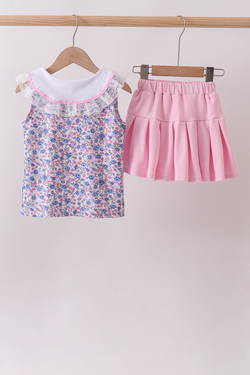 Floral Lace Skirt Set