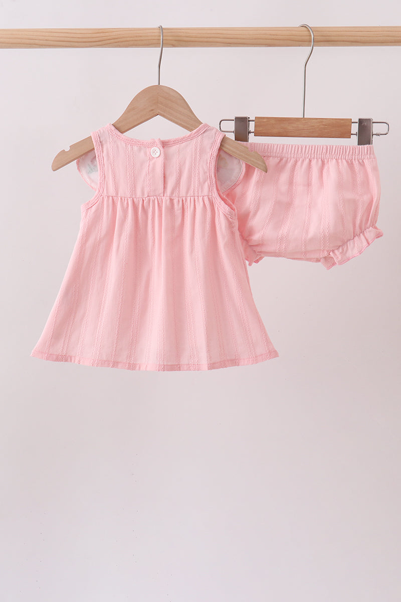 Pink Princess Embroidered Jacquard Bloomer Set