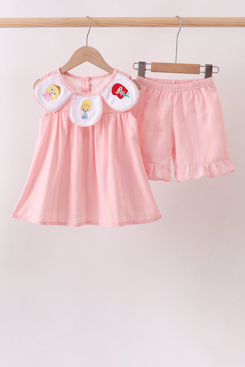 Pink Princess Embroidered Jacquard Set