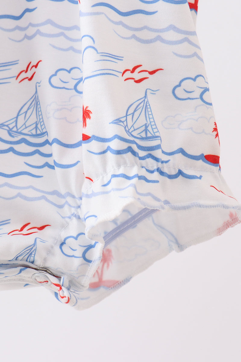 Blue Sailboat Smocked Bubble