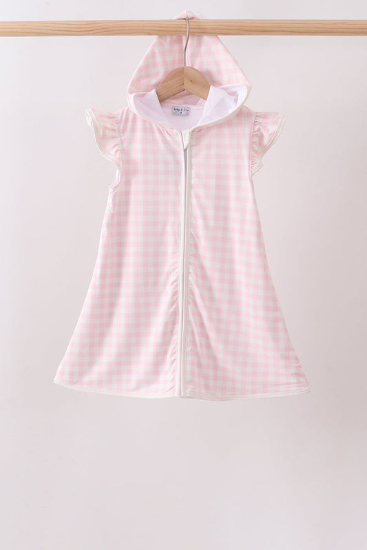 Pink Plaid UPF Swim Coverup