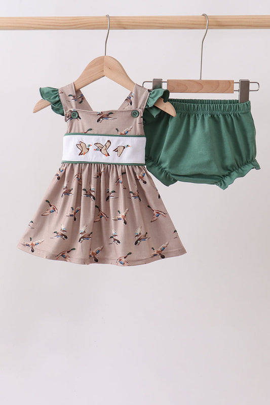 Green Mallard Embroidered Bloomer Set