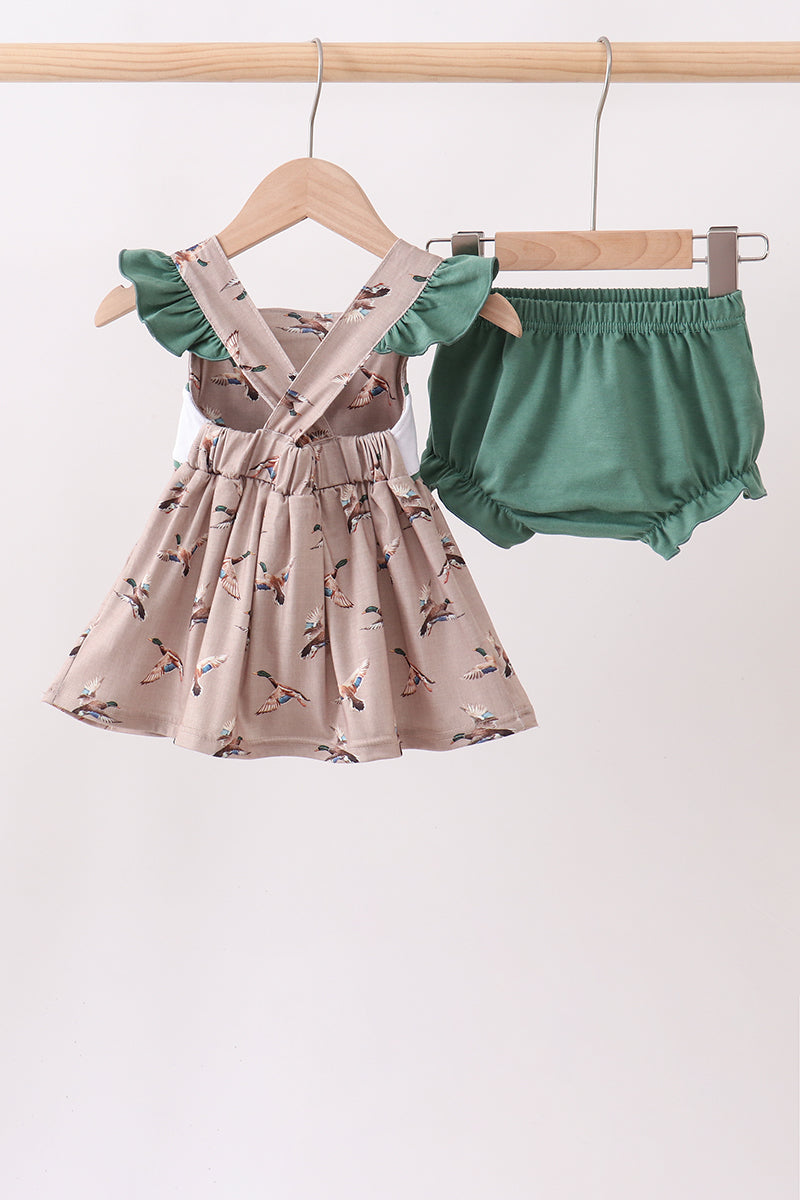 Green Mallard Embroidered Bloomer Set