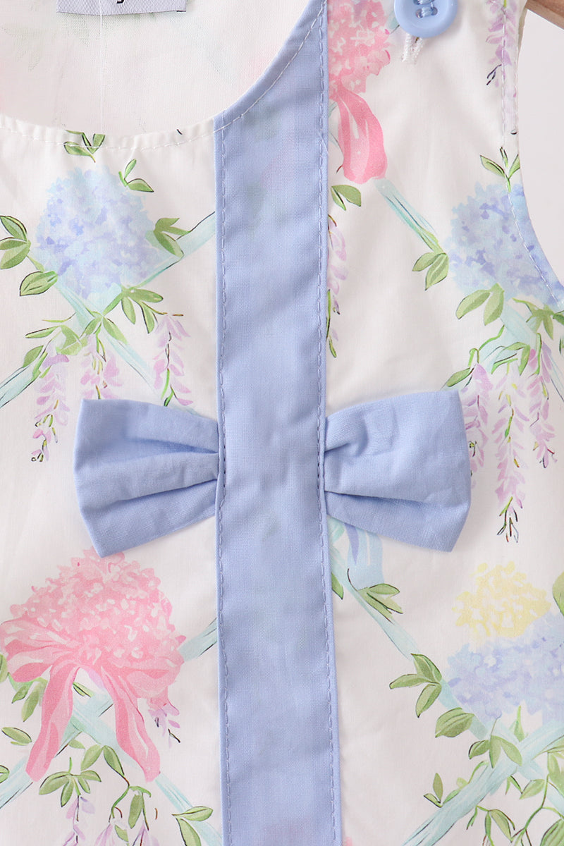 Blue Hydrangea Bow Dress