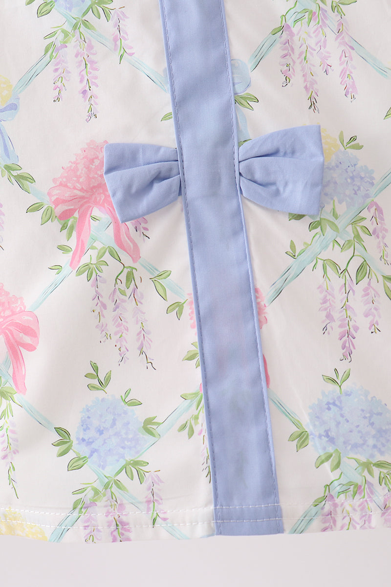 Blue Hydrangea Bow Dress