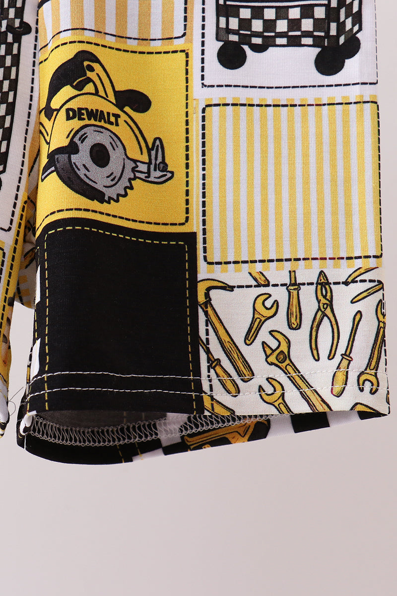 Black Yellow Tool Bamboo Pajama Set