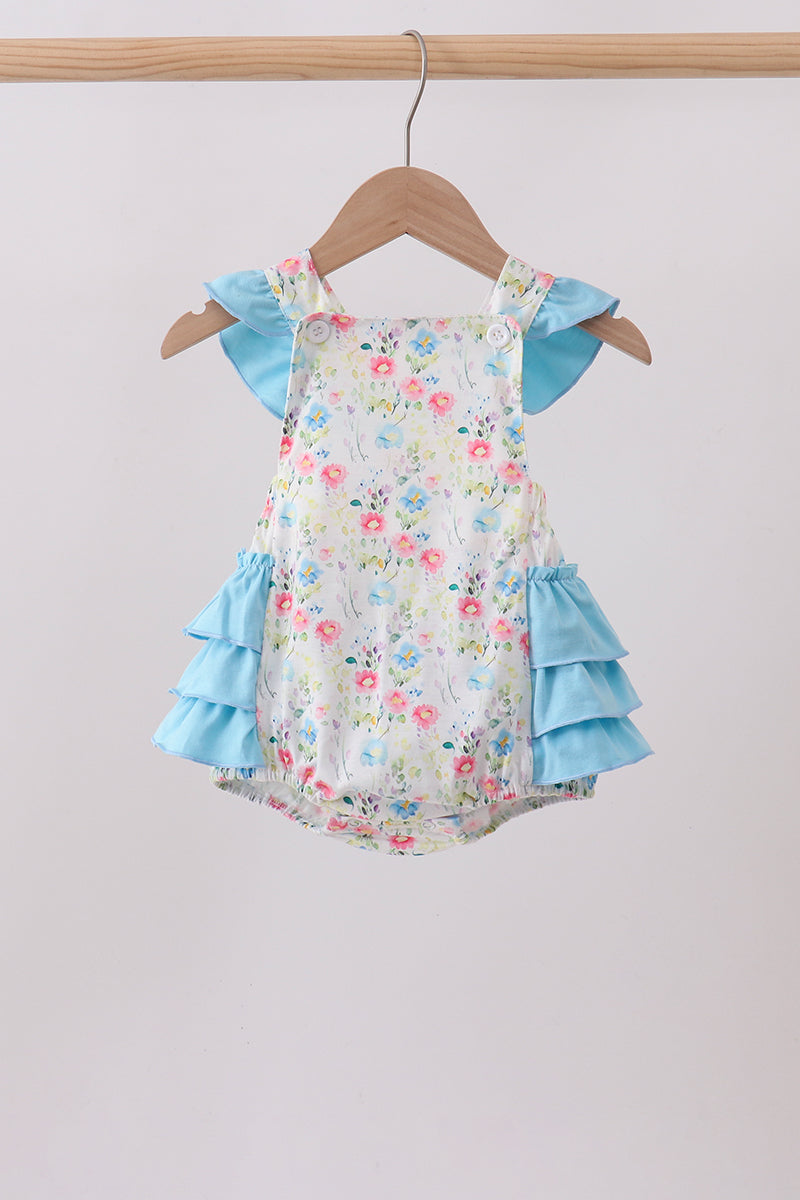 Blue Floral Ruffle Bubble