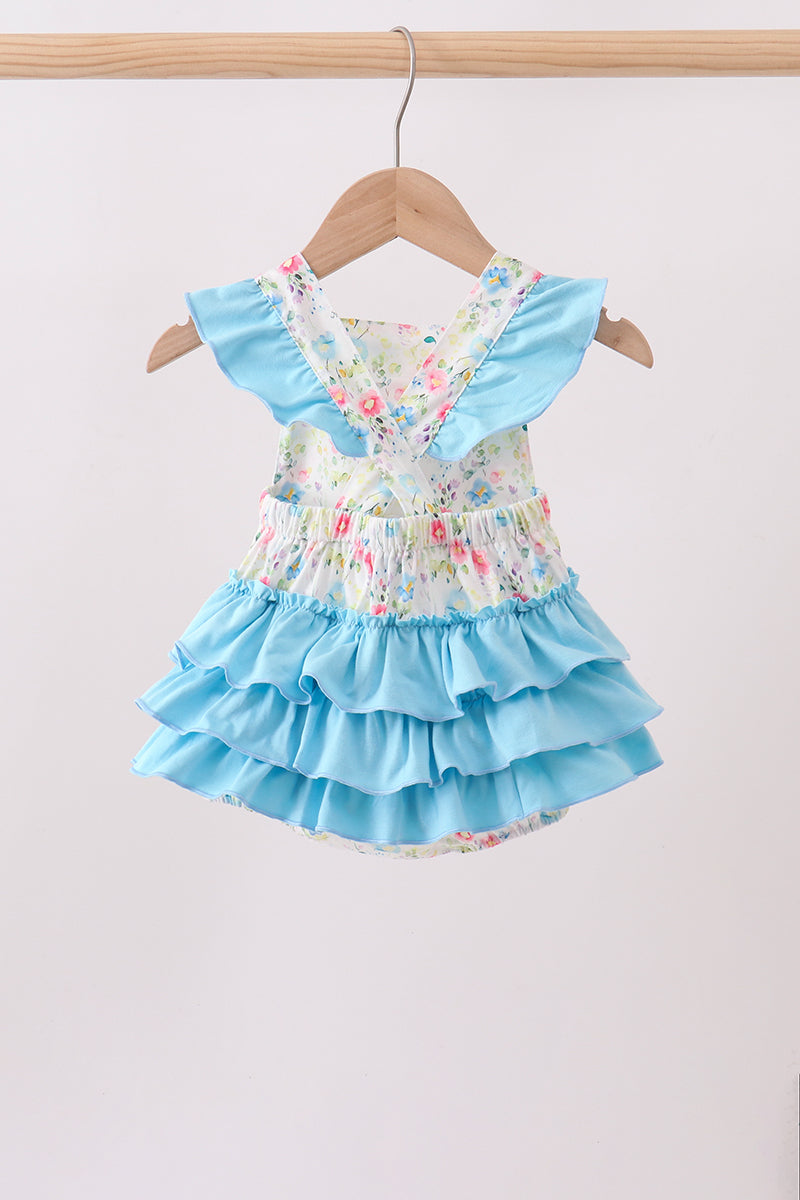 Blue Floral Ruffle Bubble