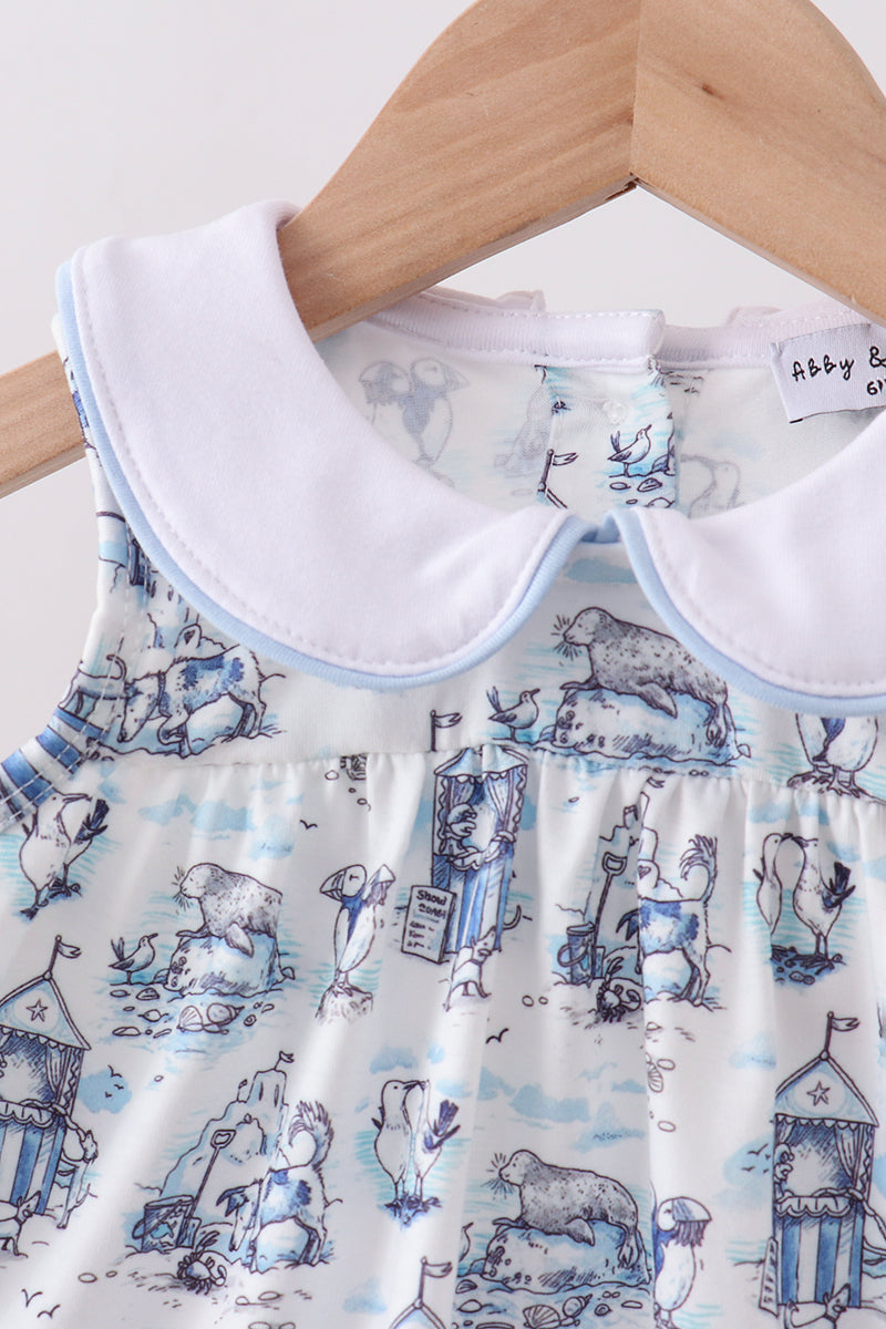 Blue Beach Bloomer Set