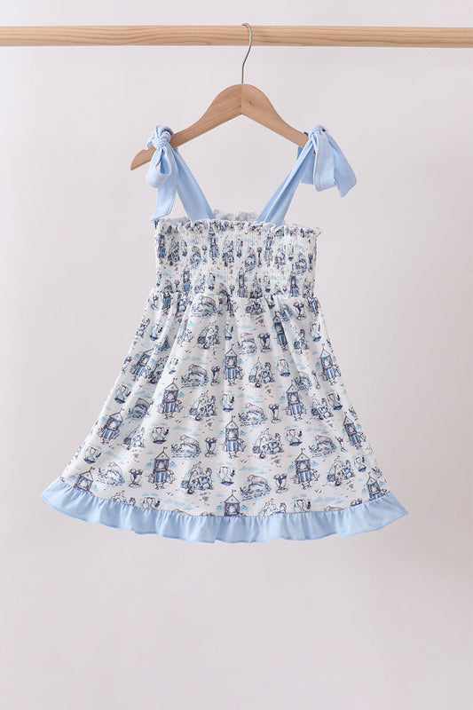 Blue Beach Smocked Dress
