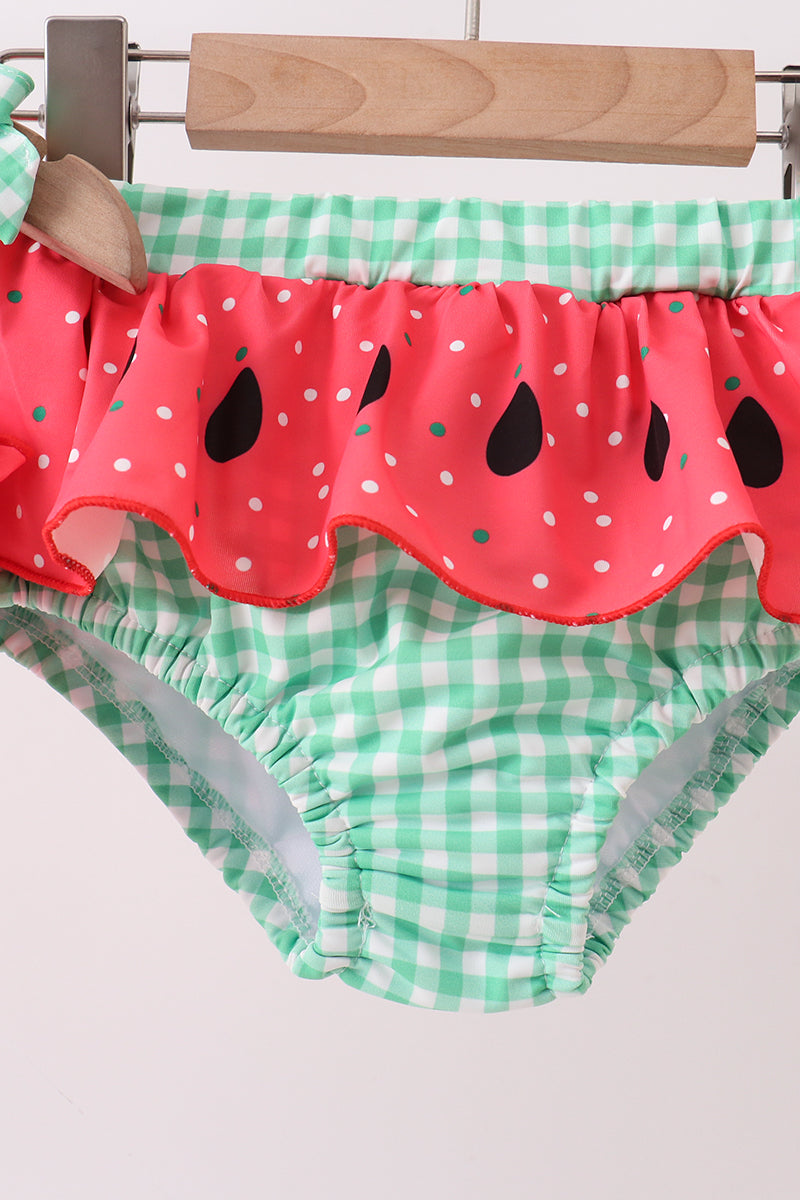 Red Watermelon Smocked UPF Swim Set