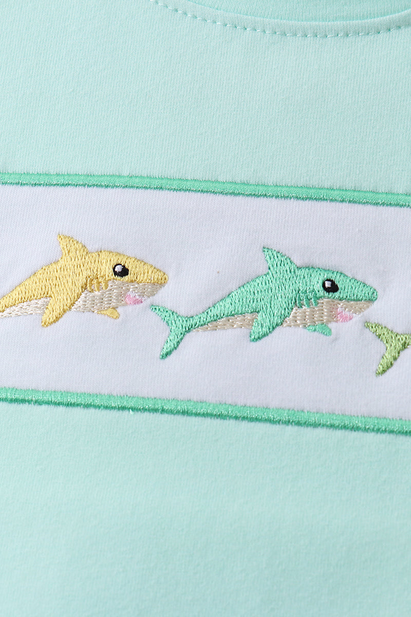 Blue Shark Embroidered Set