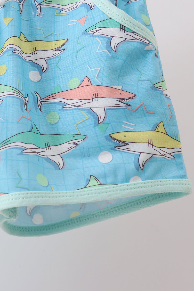 Blue Shark Embroidered Set