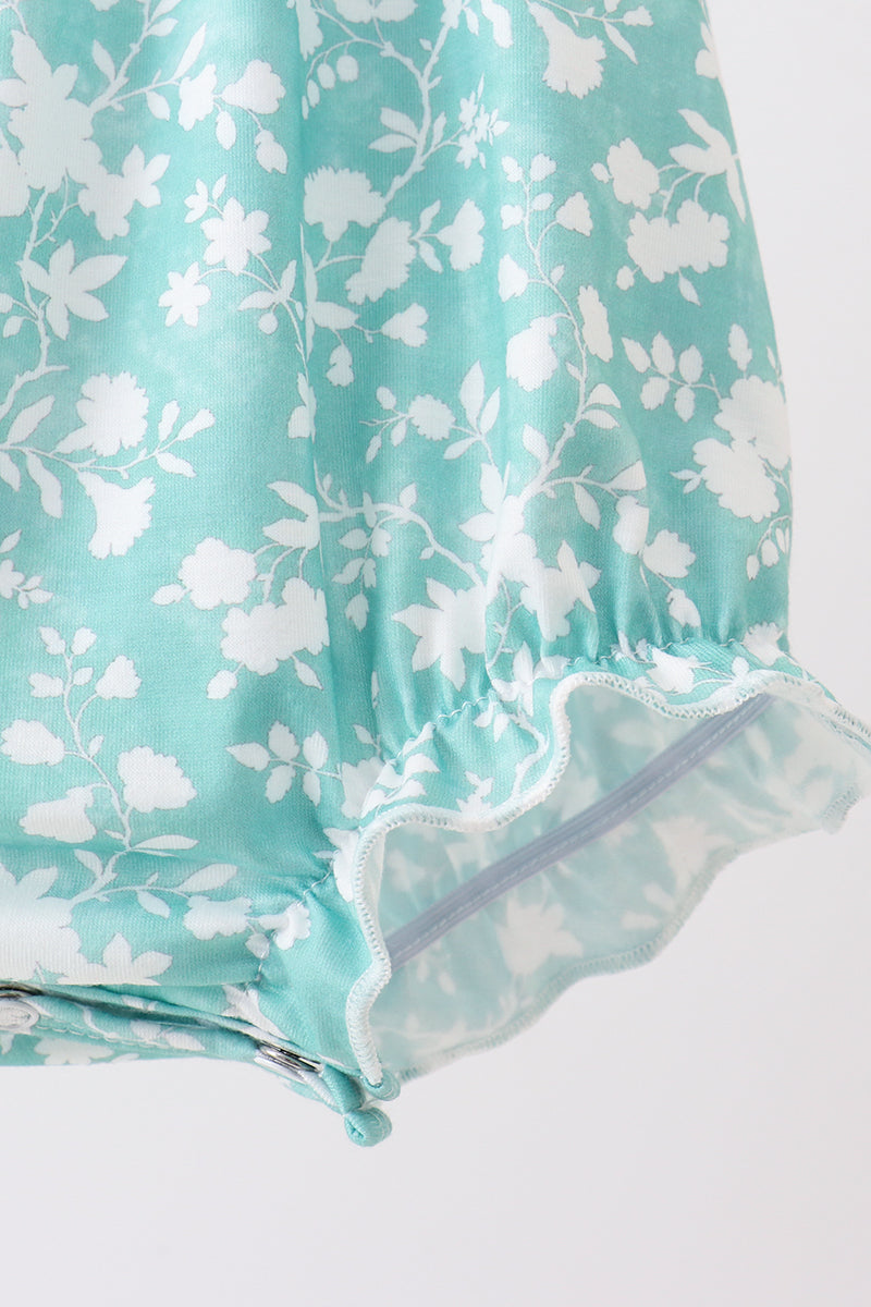 Sage Floral Smocked Bubble