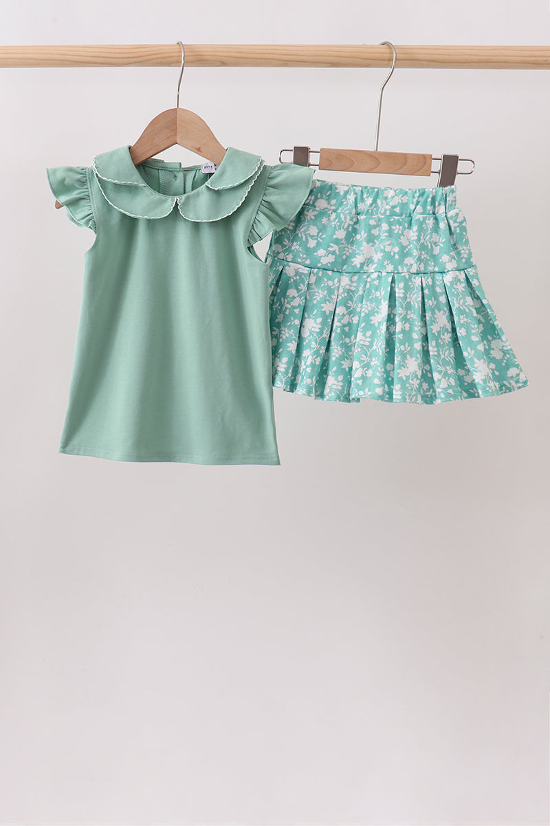 Sage Floral Skirt Set