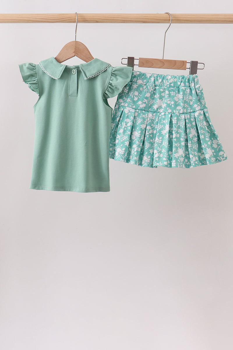 Sage Floral Skirt Set