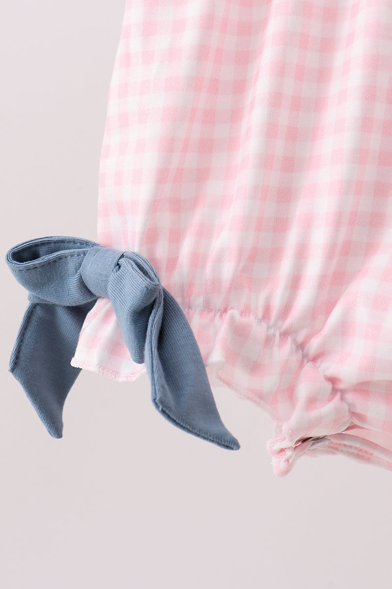 Pink Apple Plaid Embroidered Bubble