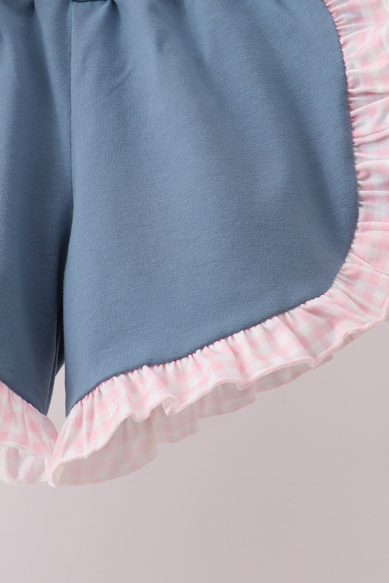 Pink Apple Plaid Embroidered Set