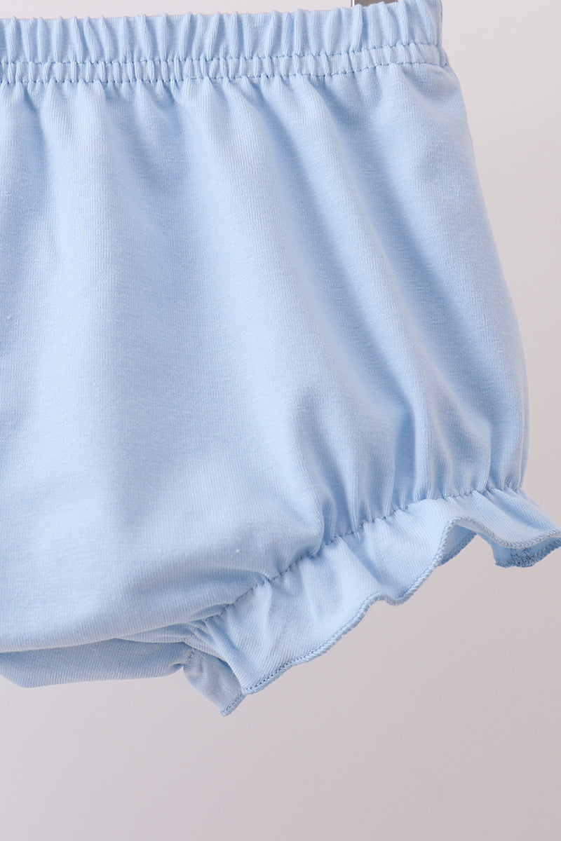 Blue Floral Print Ruffle Bloomer Set