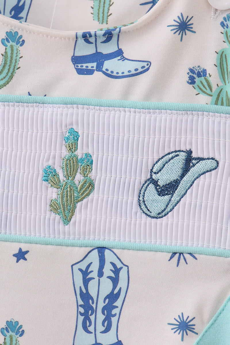 Blue Boots Smocked Jon Jon